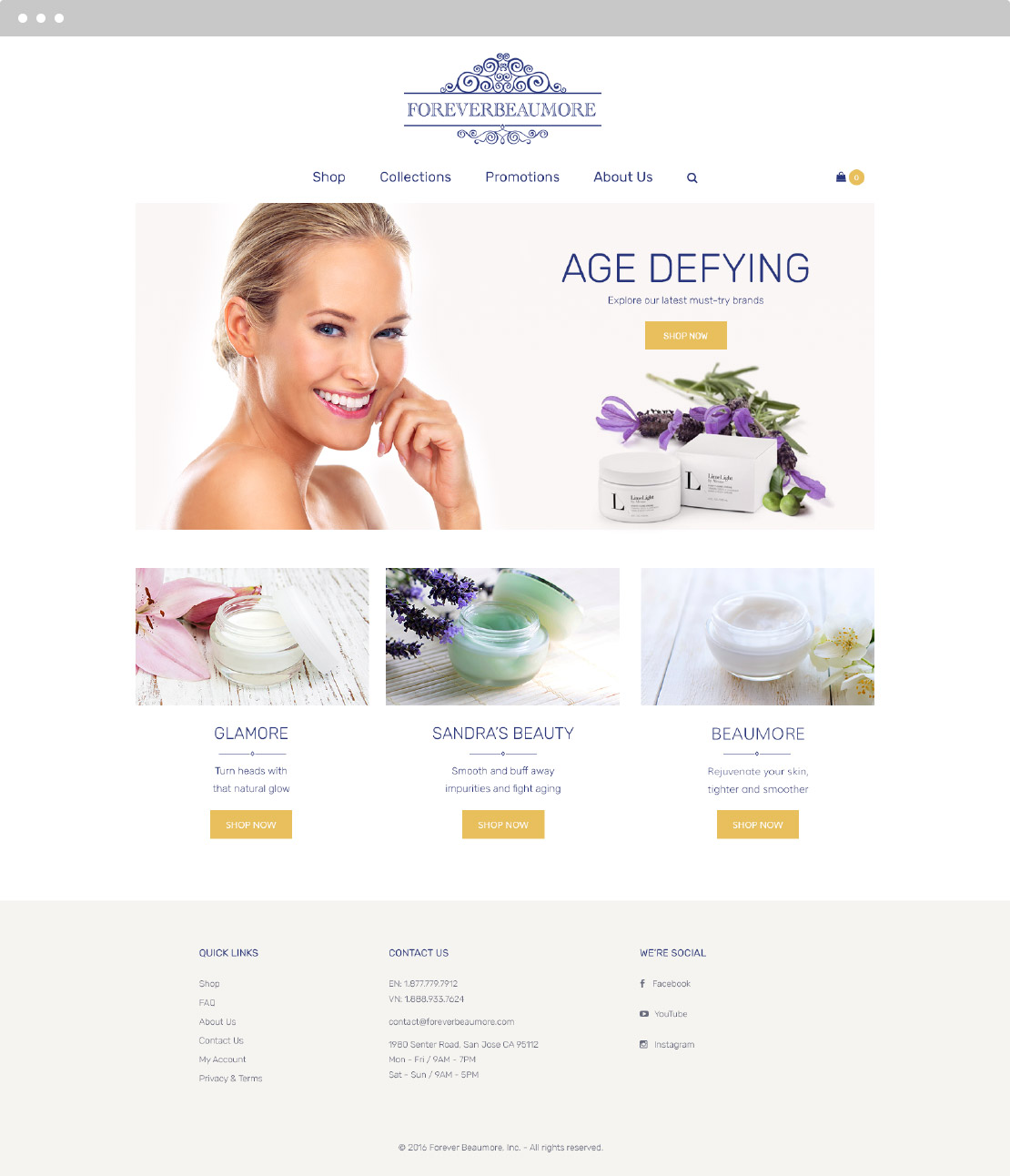 Forever Beaumore Website Design Screen