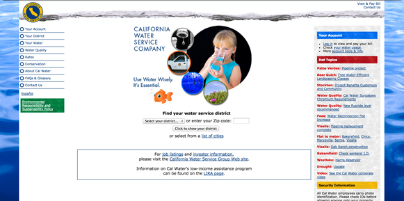 Cal Water Website Before